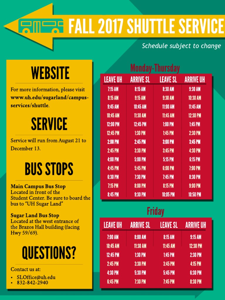 Fall 17 Shuttle Schedule PDF