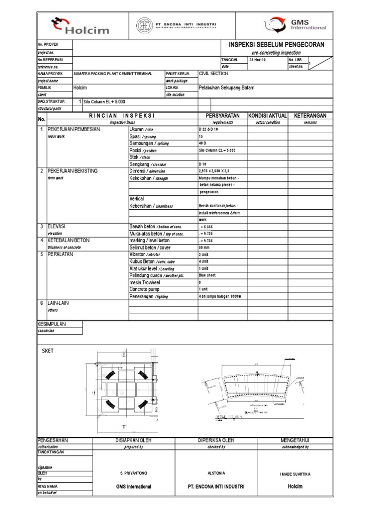 Pre-Concreting Inspection Checklist | PDF | Deep Foundation ...
