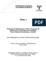 Modif Al Plan y Programa de Estudio de La Lic en Psicologia UNAM PDF
