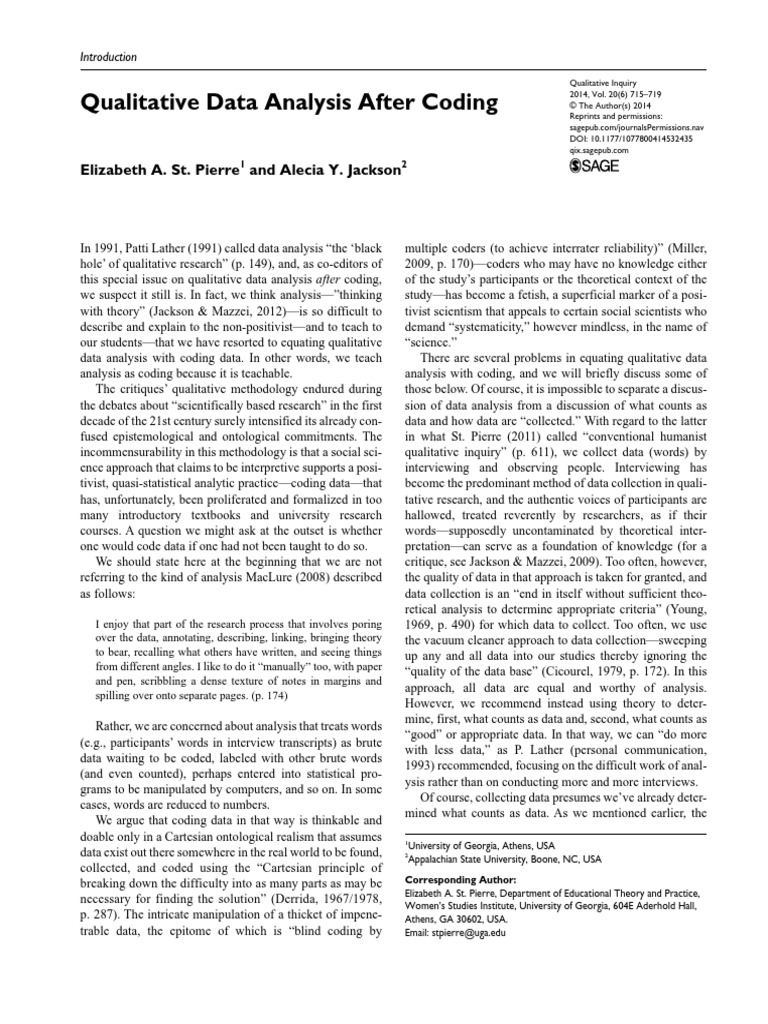 2014 Qualitative Data Analysis After Coding | PDF | Qualitative ...