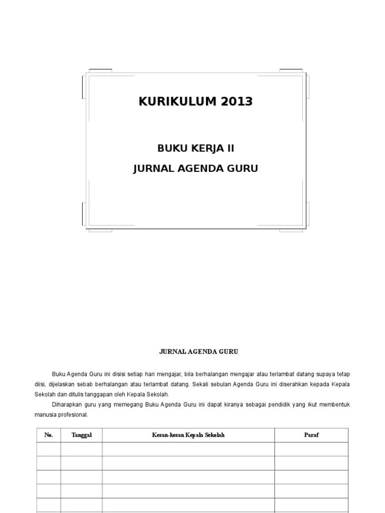 Jurnal Harian Guru Kurikulum 2013 | PDF