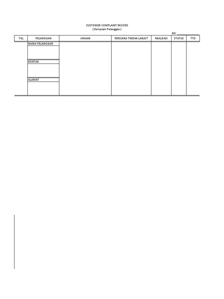 Customer Complaint Record Form | PDF