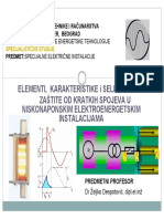 Elementi, Karakteristike I Selektivnost Zastite Od Kratkih Spojeva U NN Elektroenergetskim Instalaci PDF