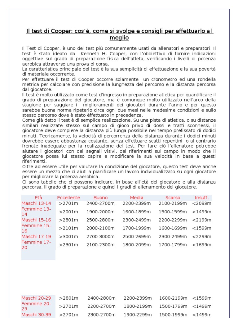 Il test di Cooper cos’è, come si svolge e consigli per effettuarlo al meglio