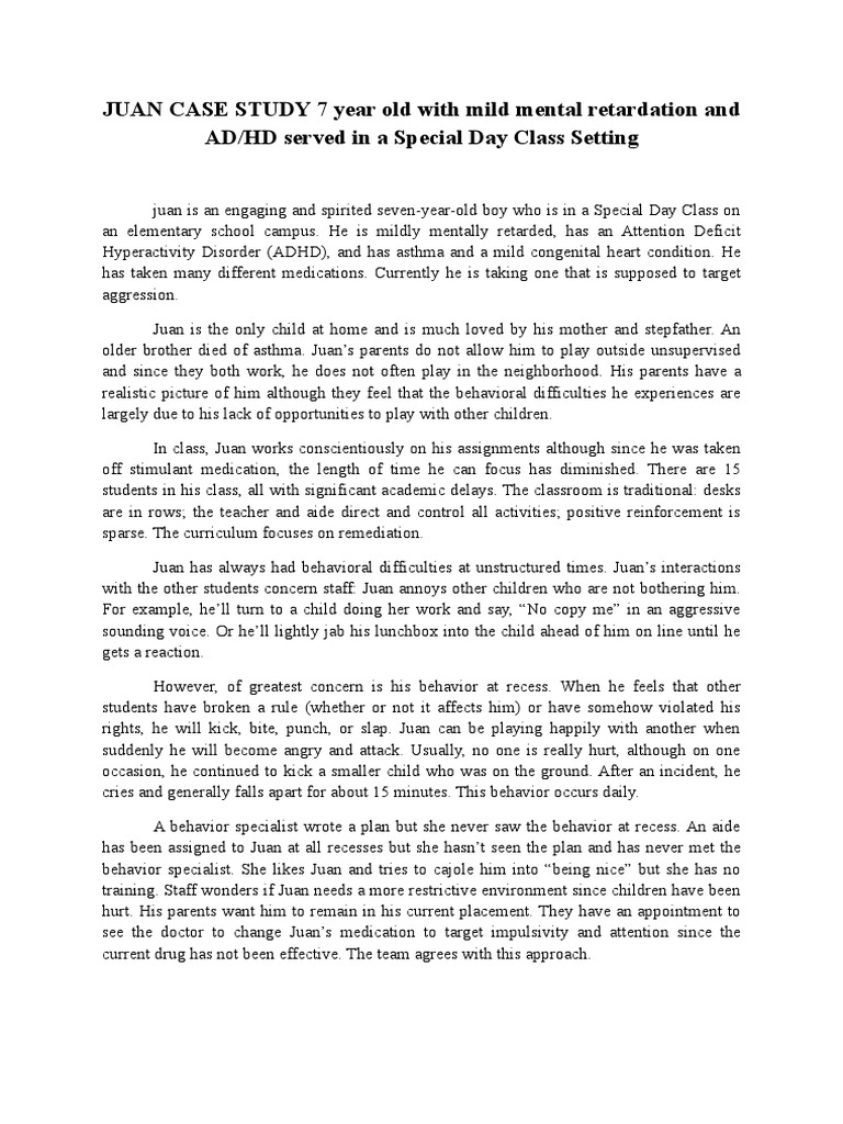 Case study of mental retardation child picture