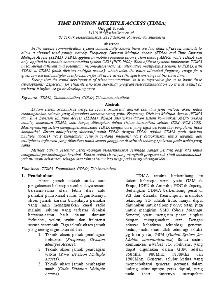 Memahami Time Division Multiple Access | PDF