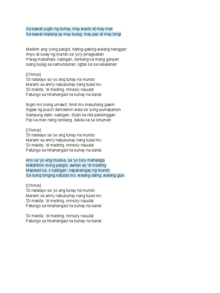 Bulag Lyrics | PDF