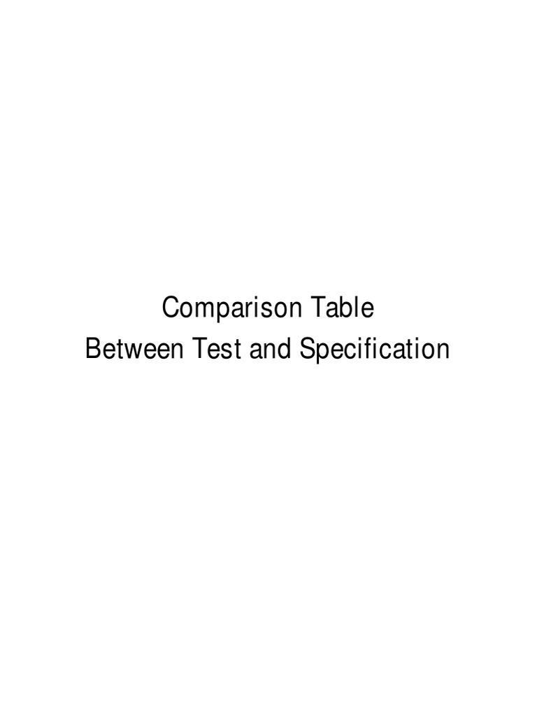 Comparison Table Between Test and Specification | PDF