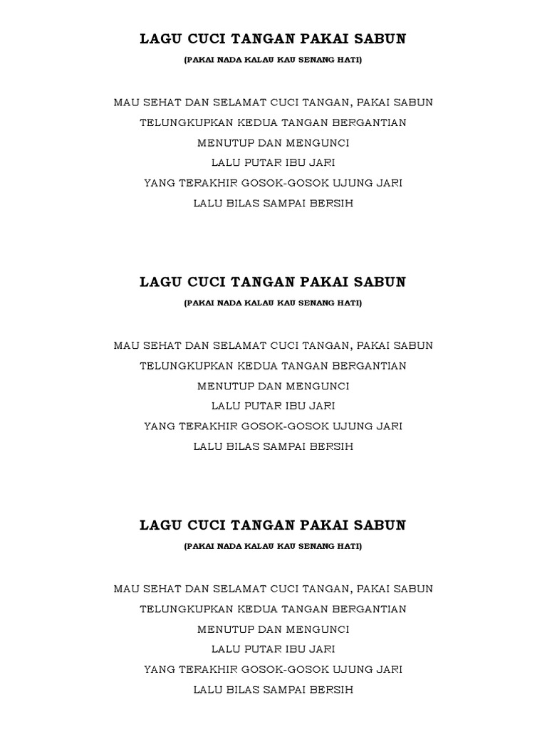 Lirik Lagu Cuci Tangan Pakai Sabun Pdf
