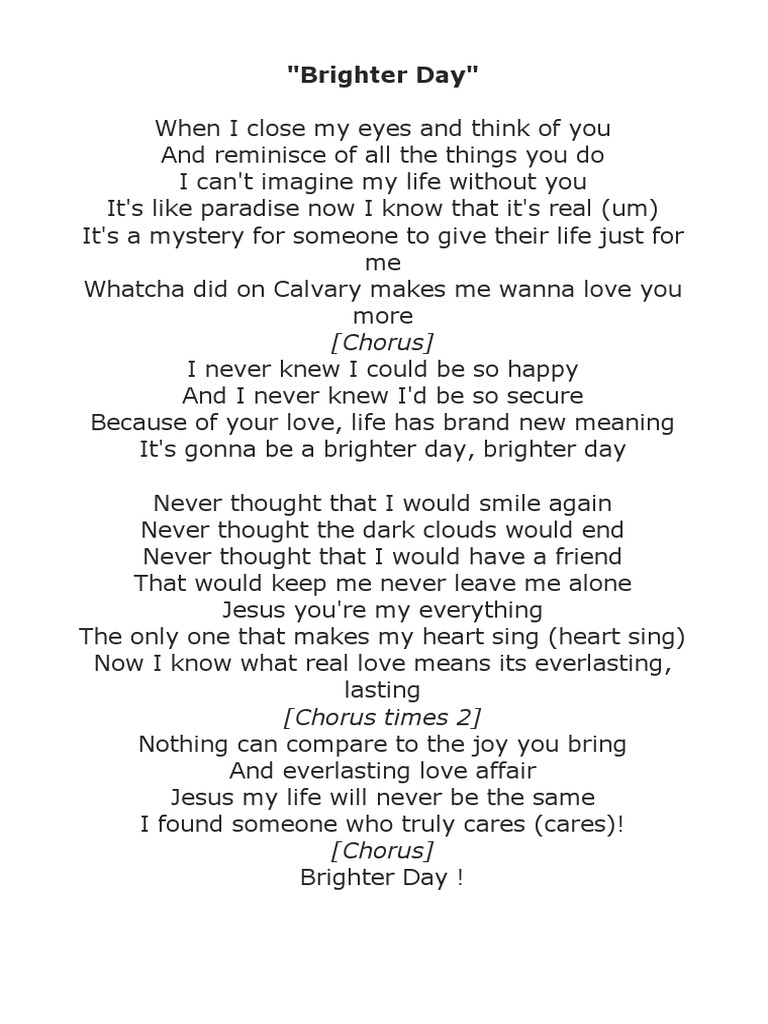 "Brighter Day" (Chorus) PDF