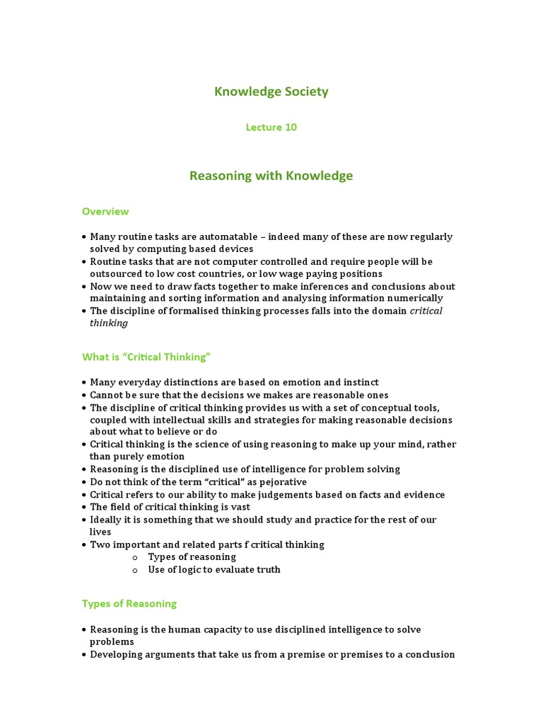 Critical Thinking and Reasoning Methods | PDF | Argument | Deductive ...