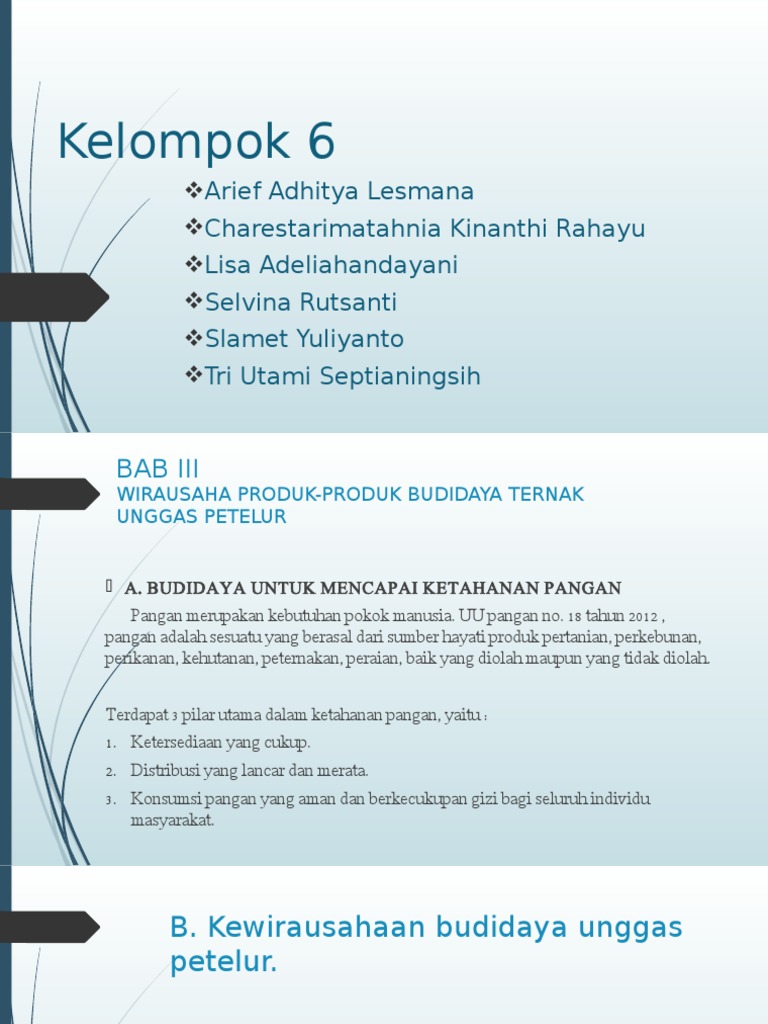 Bab Iii Wirausaha Produk Produk Budidaya Ternak Unggas Petelur