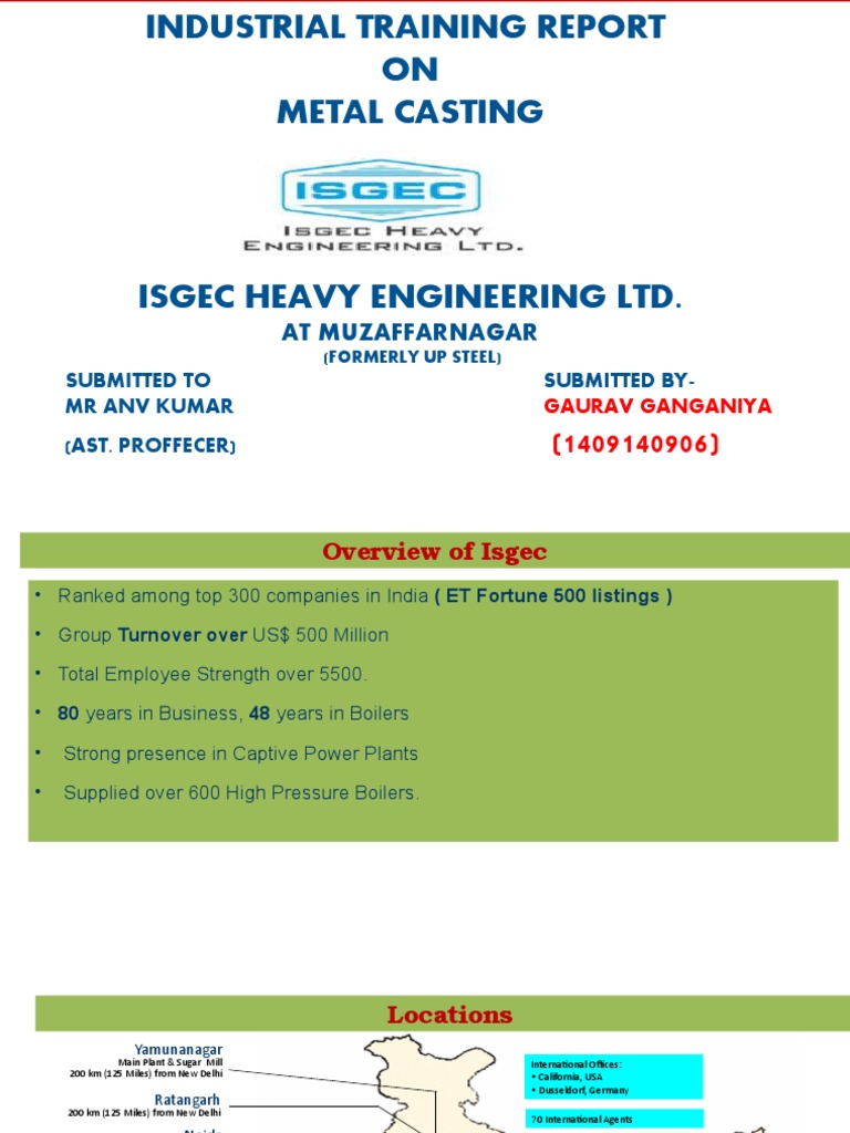 Industrial Training Report Casting PDF Foundry Heat Treating