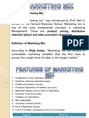 Marketing Mix | PDF | Sales |