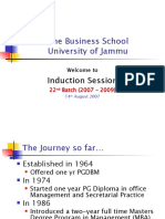 The Business School University of Jammu: Induction Session