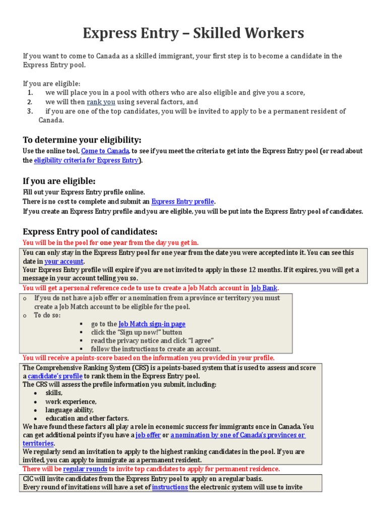 Express Entry Guide for Skilled Workers | PDF | Skilled Worker ...