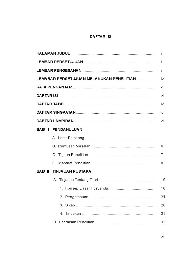 Proposal Contoh Daftar Isi Guru Paud