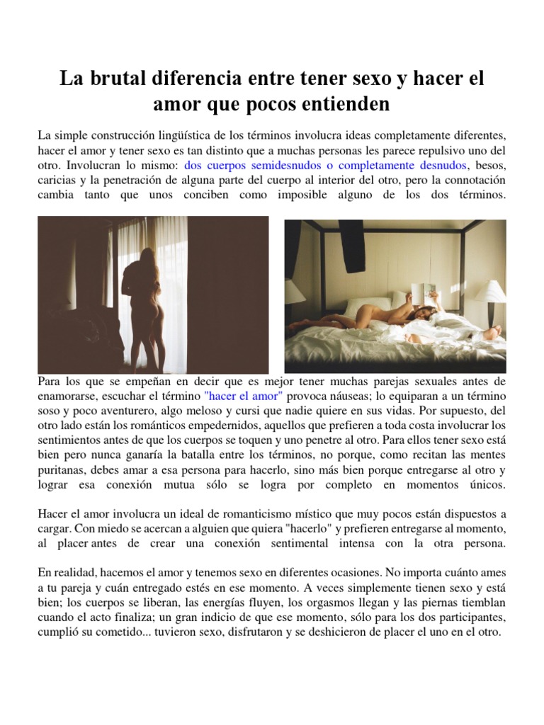 La Brutal Diferencia Entre Tener Sexo y Hacer El Amor Que Pocos ...