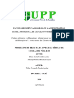Tesis Cultura Tributaria y Obligaciones Tributarias en Los Micro Empresarios Del Huequito n1 Sector Ropas Del Distrito de Calleria 2016 PDF