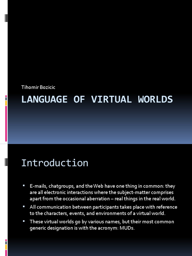 Language of Virtual Worlds | PDF | Mud | Linguistics