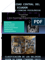 Psicopatologia Del Pensamiento Clasificacion de Delirios