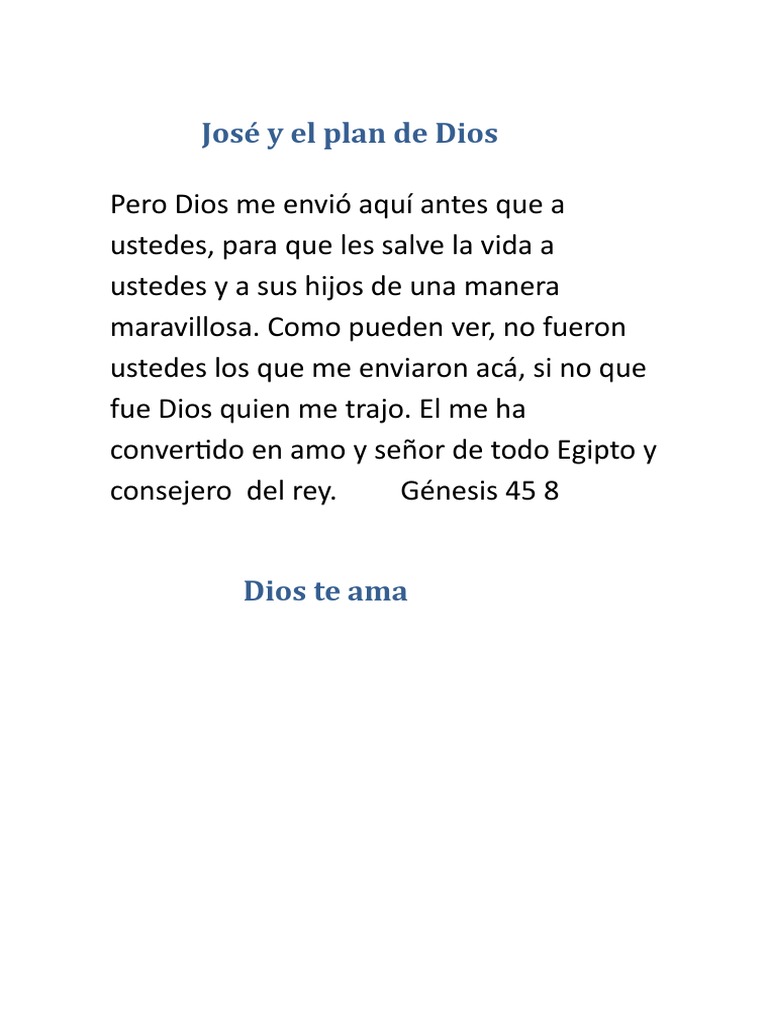 José y el Plan de Dios en la Biblia | PDF | Cristo (título) | Amor