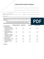 Classroom Observation Checklist and Report