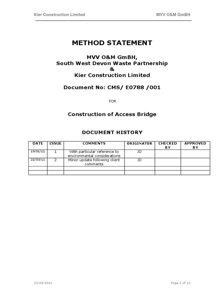 065 Method Statement For Construction of Access Bridge PDF | PDF | Deep ...