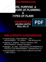 Nature, Purpose & Framework of Planning & Types of Plans