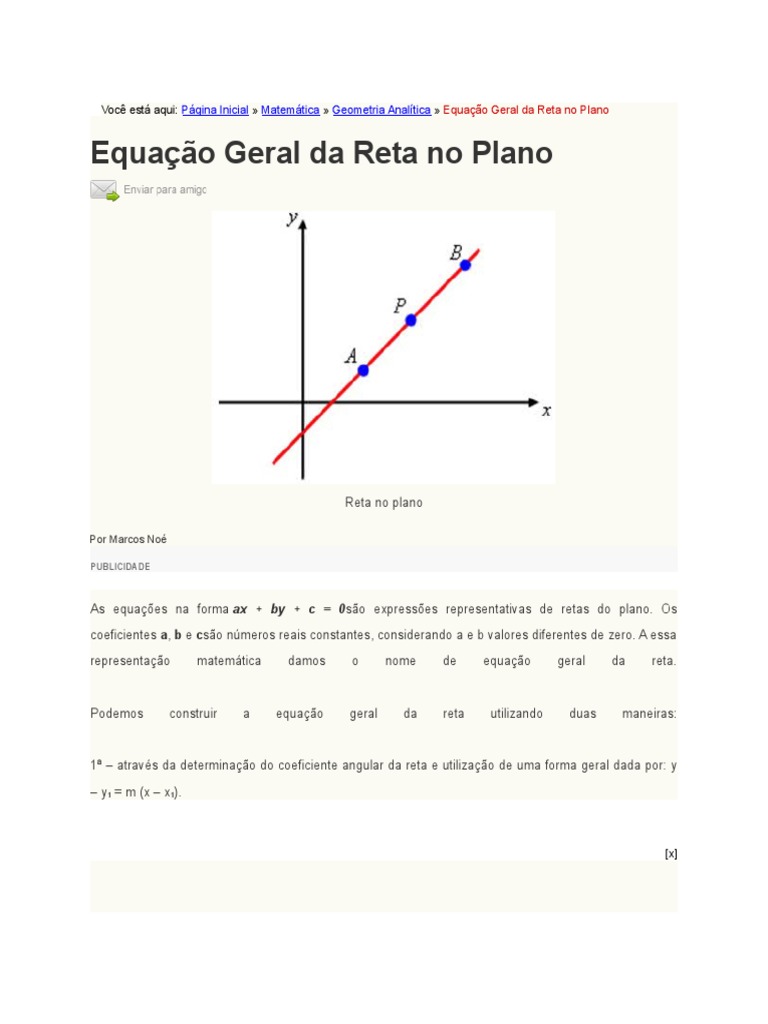 Equacao Geral Da Reta | Geometria Euclidiana | Equações