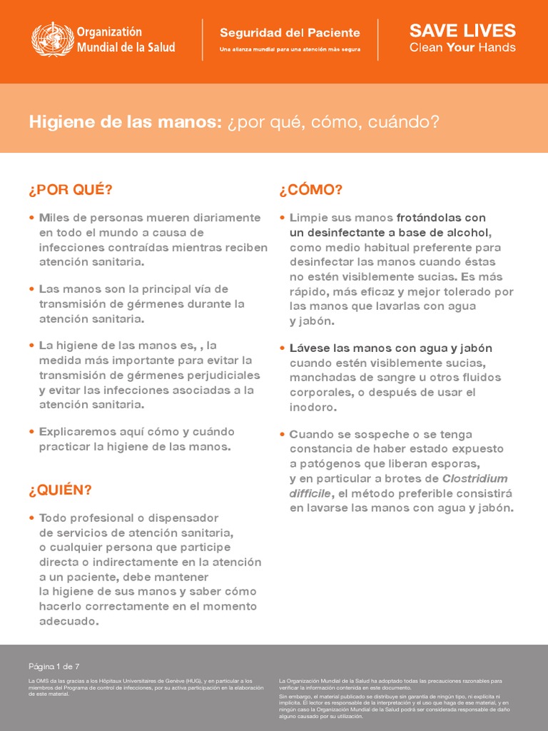 Higiene de Manos OMS PDF | PDF