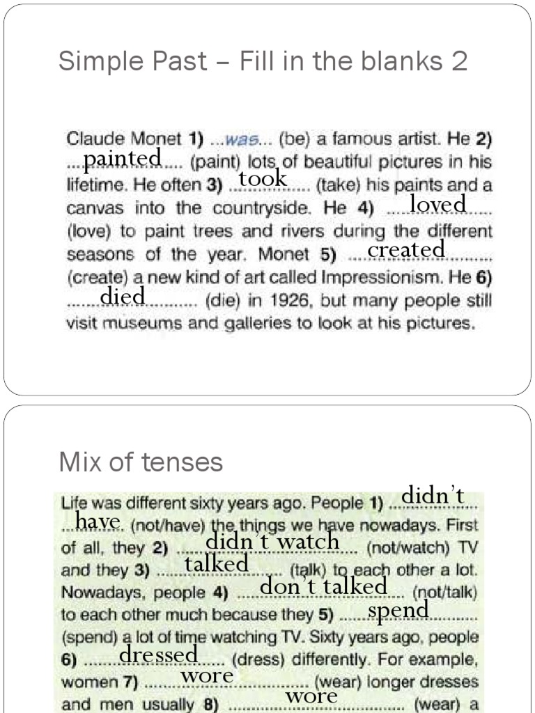 Simple Past Tense Fill-in-the-Blanks | PDF