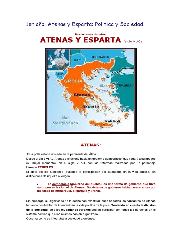 Atenas y Esparta: Política y Sociedad | PDF | Esparta | Democracia
