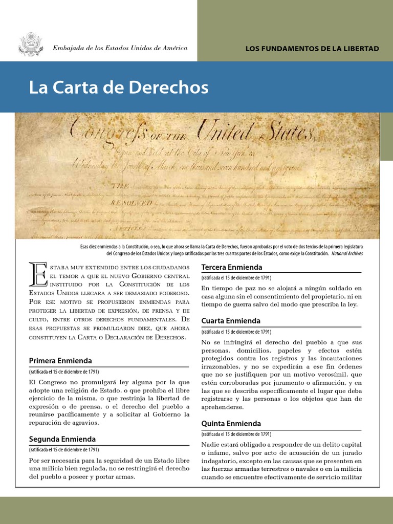 La Carta de Derechos PDF | PDF | Declaración de derechos de los Estados ...