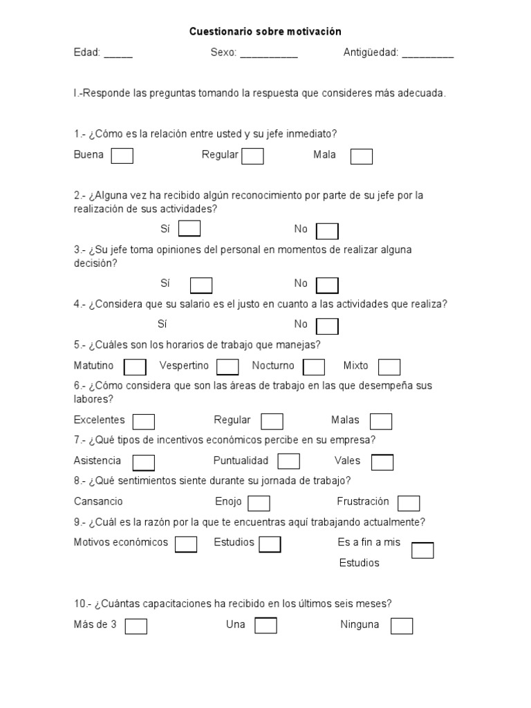 Cuestionario de Motivación Laboral | PDF