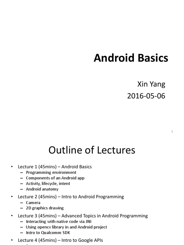 Android Basics | PDF | Android (Operating System) | Java (Programming ...