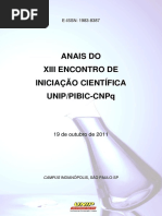 Anais Do Xiii Encontro de Iniciação Científica Unip-pibic-cnpq