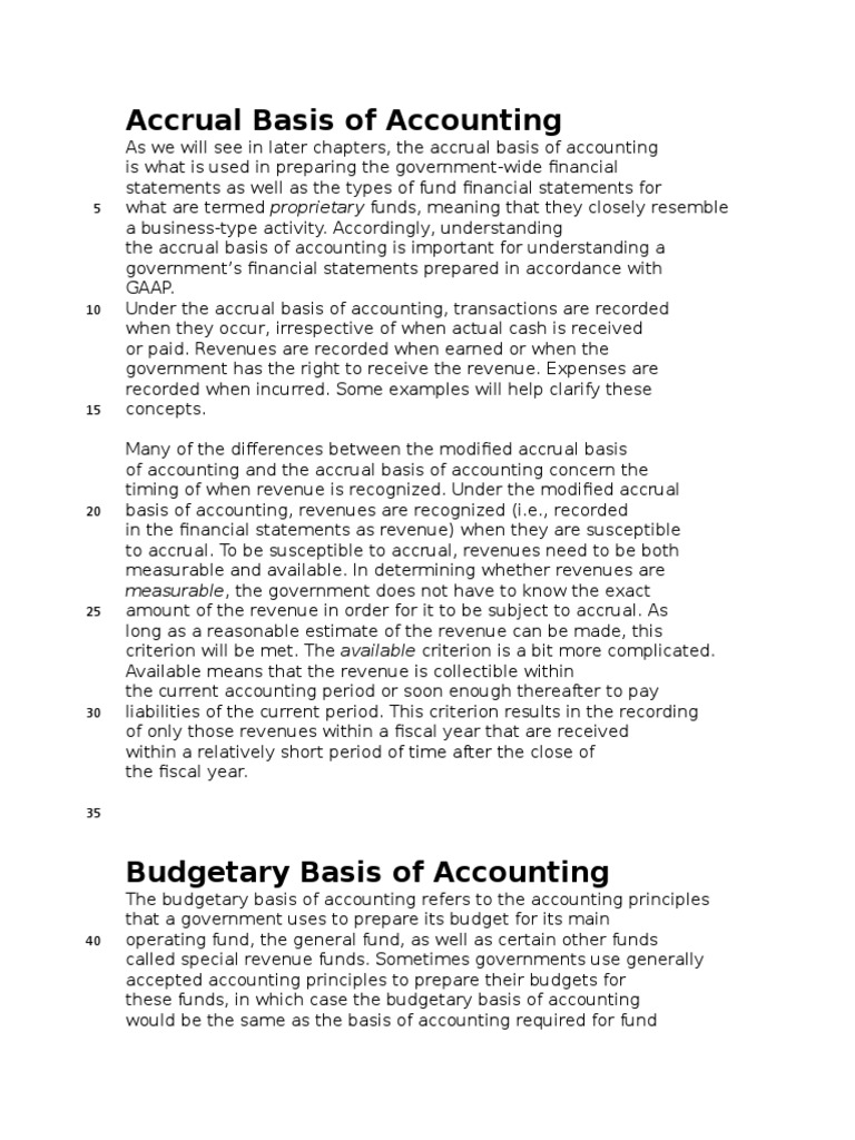 Accrual Basis of Accounting Measurable, The Government Does Not Have