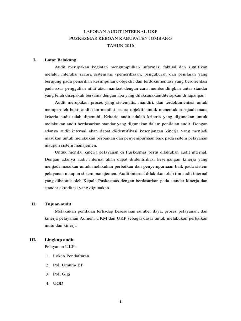 Laporan Audit Internal Ukp