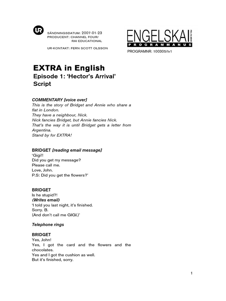 Extra English Episode 1: Hector's Arrival | PDF | Leisure