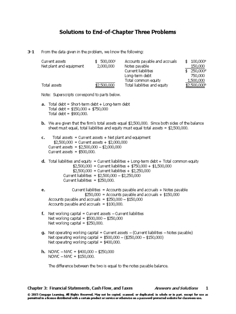 Solutions To EndofChapter Three Problems PDF Retained Earnings
