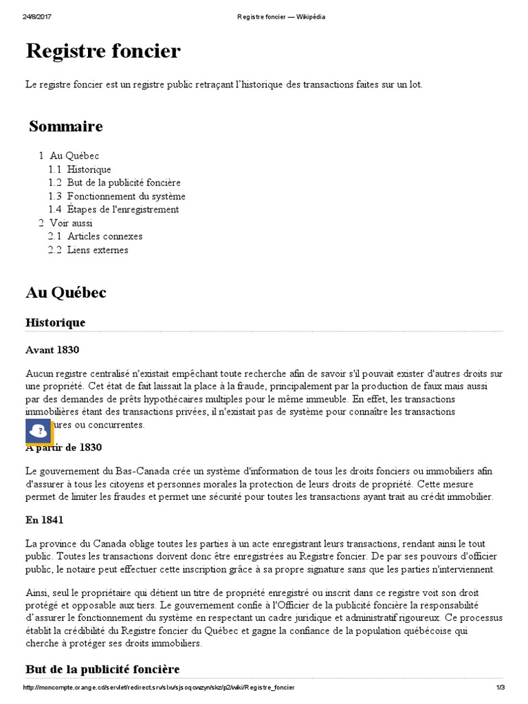 Registre Foncier Wikipedia Hypotheque Quebec