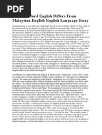 How Standard English Differs From Malaysian English English Language Essay