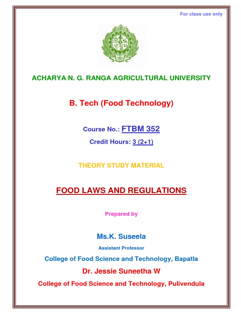 Food Laws and Regulations PDF PDF Food Safety Risk Management