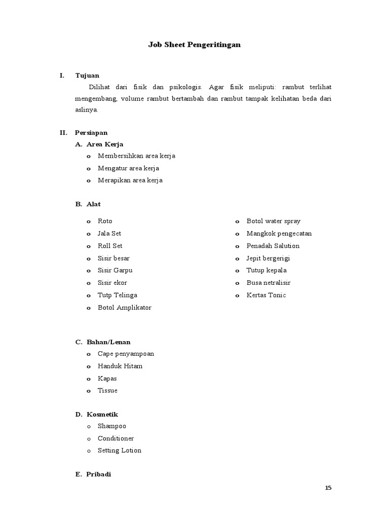 Job Sheet Pengeritingan