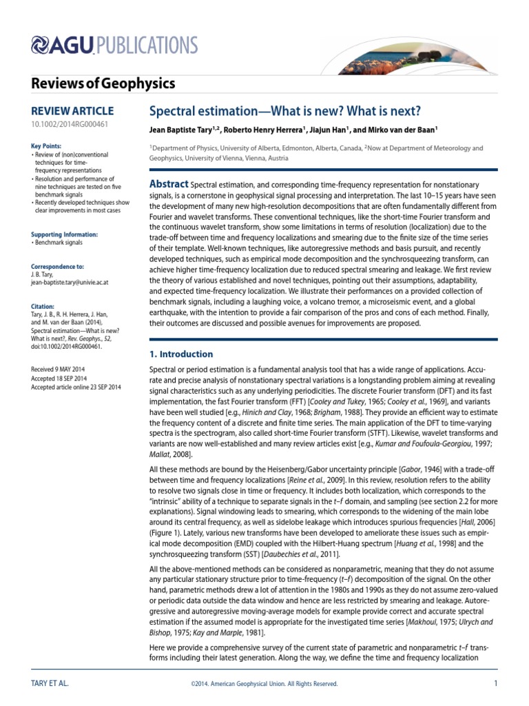 Tary 2014 Spectral | PDF | Wavelet | Spectral Density