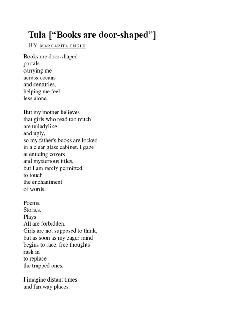 Tula ("Books Are DoorShaped") Margarita Engle PDF
