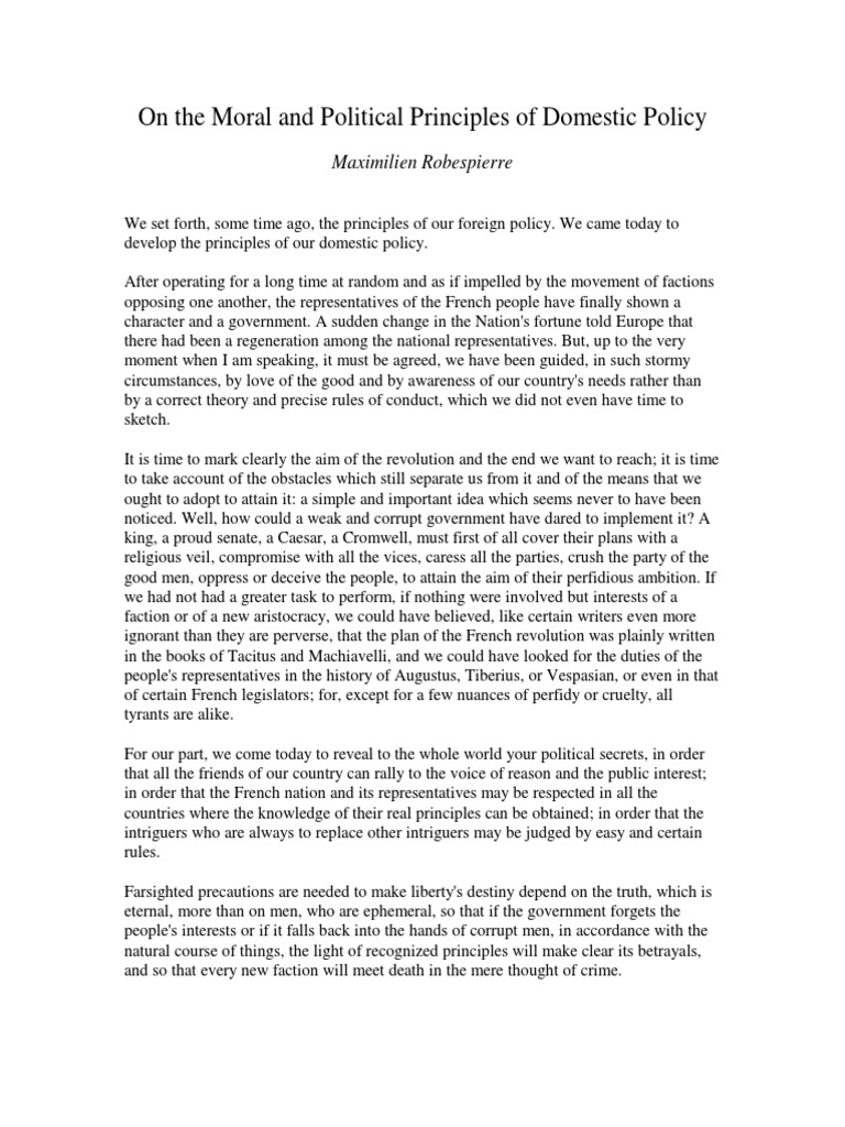 On The Moral and Political Principles of Domestic Policy PDF Tyrant