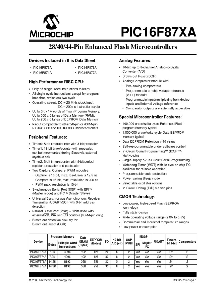 Páginas Desdepic16f87xa PDF | PDF | Microcontroller | Flash Memory