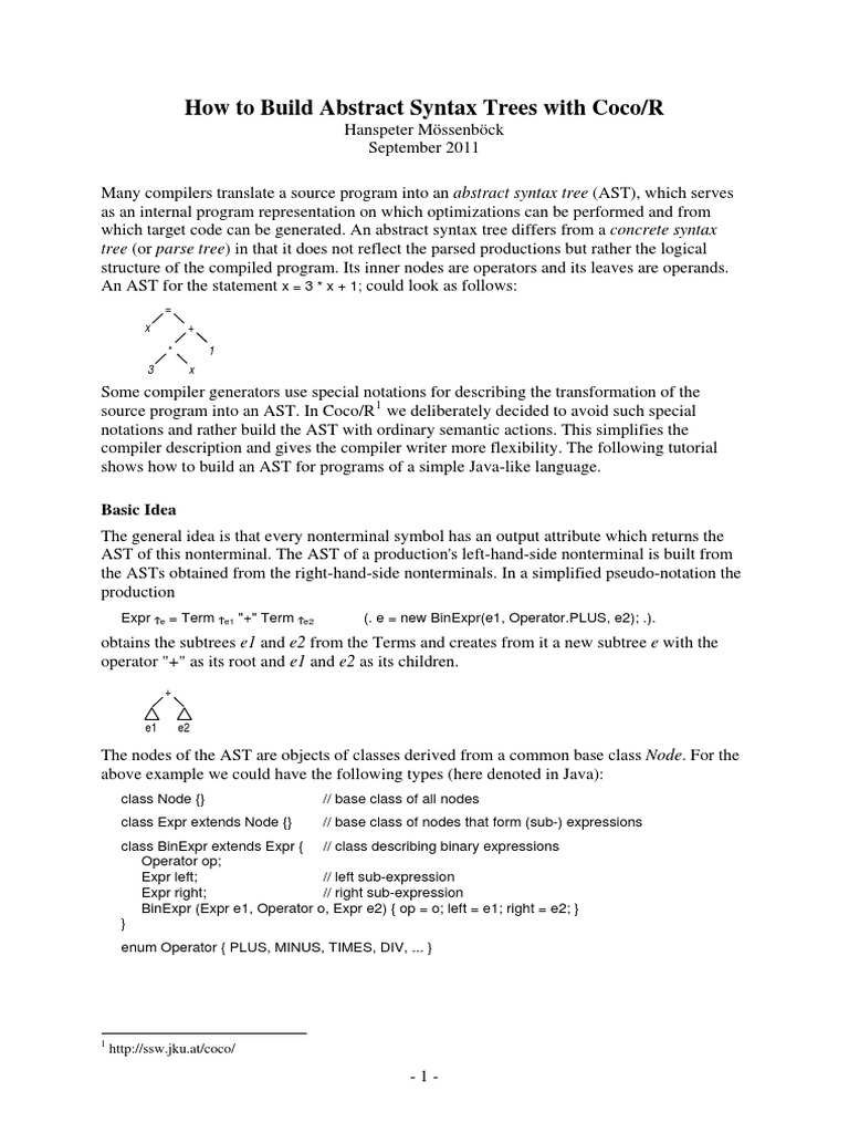 How To Build Abstract Syntax Trees With Coco/R | PDF | Compiler ...